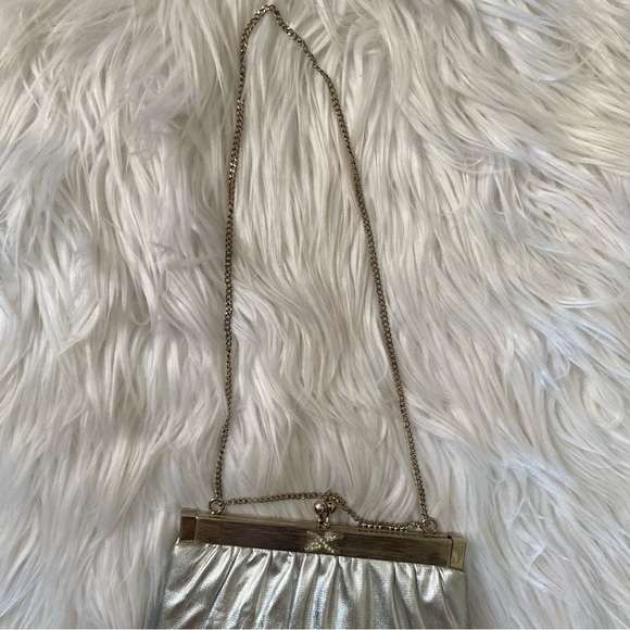 Vintage HL USA Satin Handbag Set Coin Purse Mirror Silver Convertible Chain VTG - Picture 10 of 16